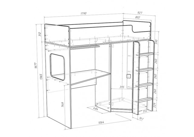 Кровать чердак Легенда B605.41